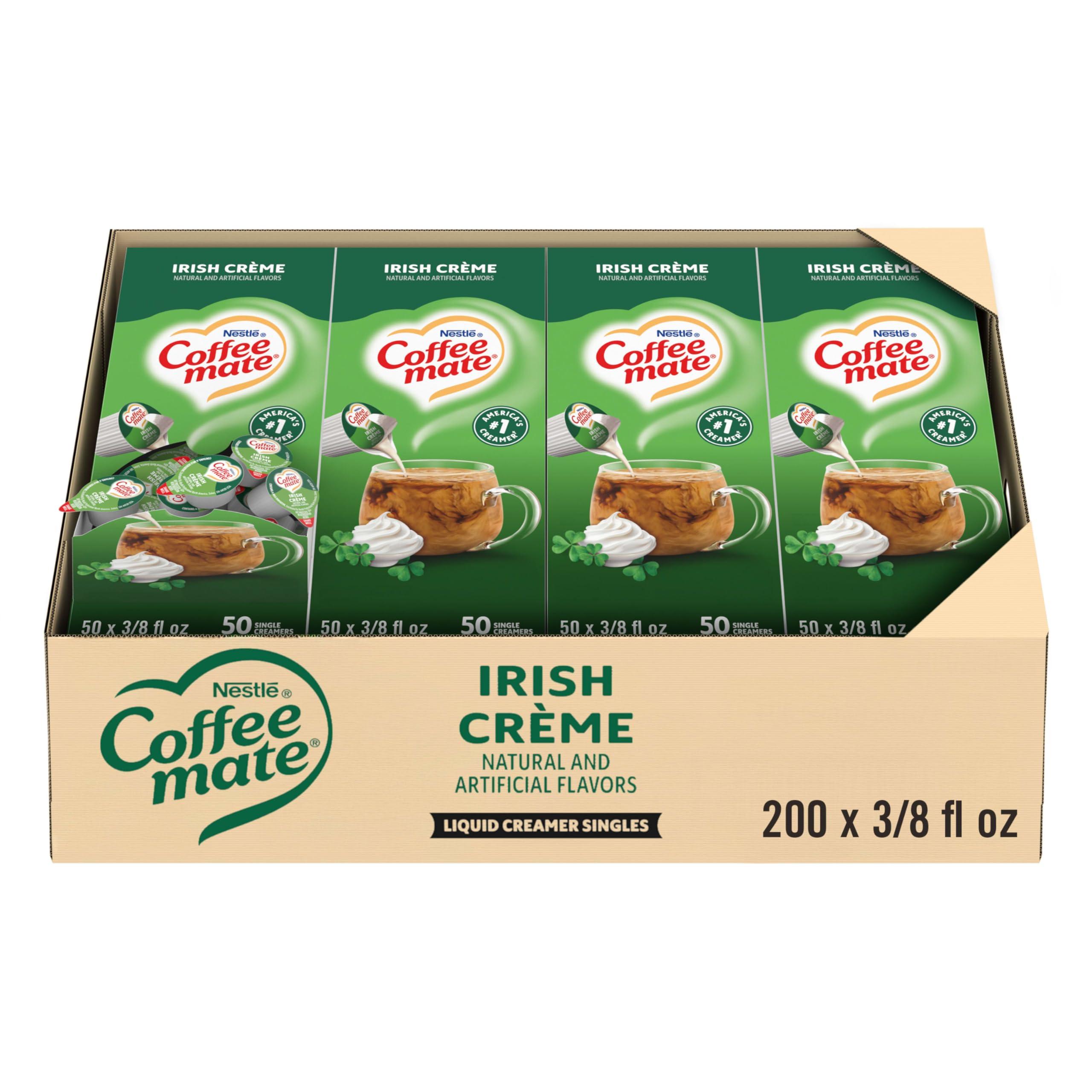 Nestle Coffee mate Nestle Coffee mate Coffee Creamer, Irish Creme, Liquid Creamer Singles, Non Dairy, No Refrigeration, 0.375 fl oz Tubs (Pack of 200)