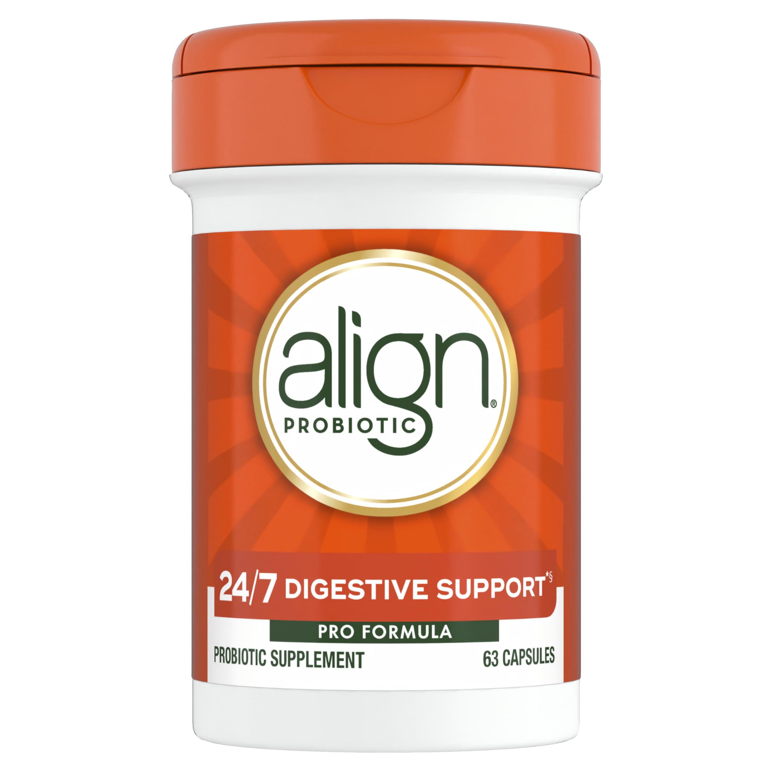 Align Align Probiotic, Pro Formula, Probiotics for Women and Men, Daily Probiotic Supplement, Helps Relieve Occasional Bloating & Gas*, #1 Doctor Recommended Brand, 63 Capsules (Packaging May Vary)