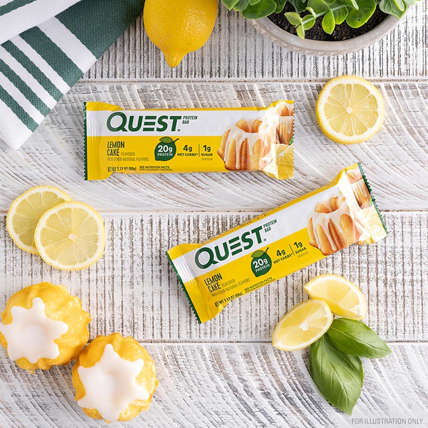 Quest Nutrition Quest Nutrition Lemon Cake Protein Bars 12 Count & Frosted Cookies Birthday Cake Twin Pack, High Protein, Low Carb, Gluten Free