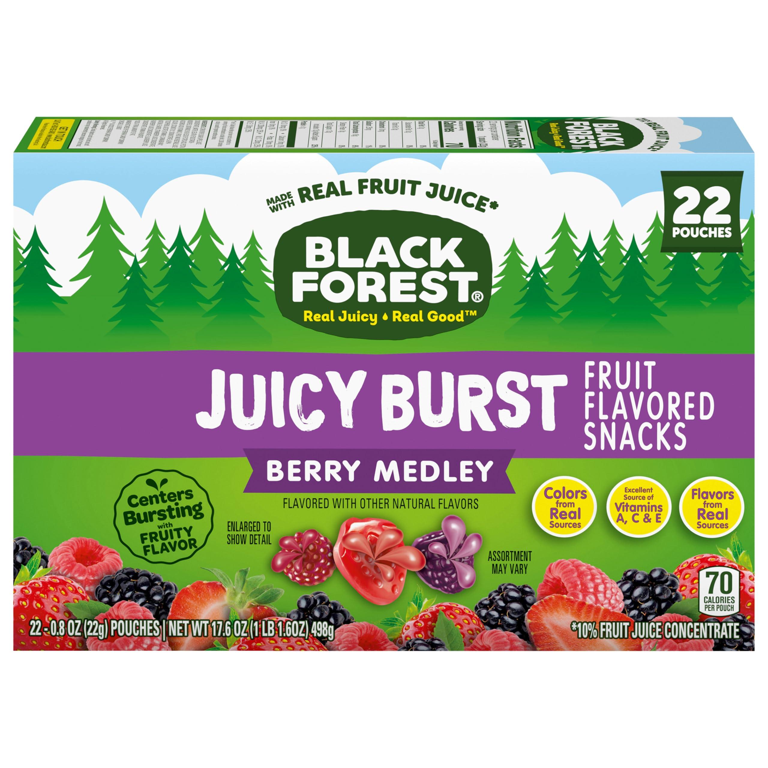 Black Forest Black Forest Juicy Burst Fruit Snacks, Berry Medley, 0.8 Ounce Pouches (22 Count)