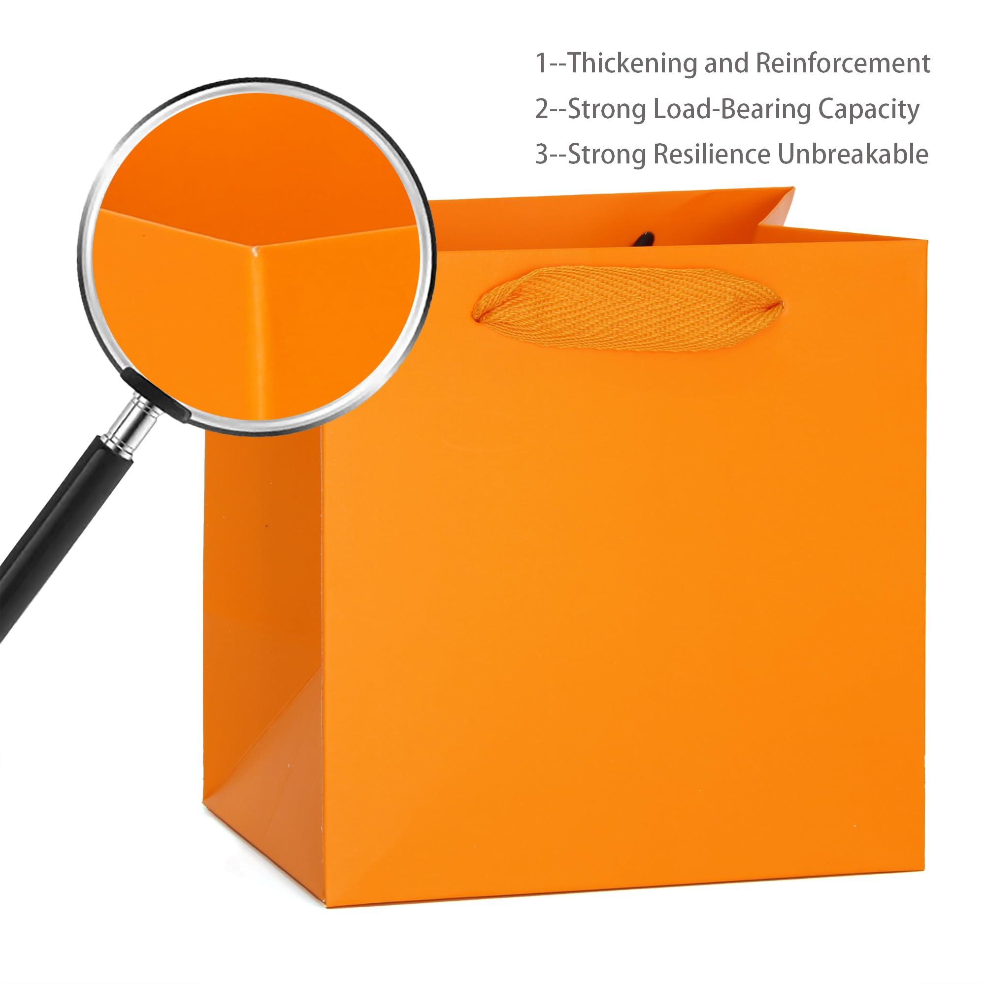 LFCXHTY LFCXHTY Orange Paper Gift Bag 6 in Small Square Body Paper Bags with Handles for Wedding Baby Shower Birthday Party (Bright Orange, 6 x 4 x 6 in, 10 CT)