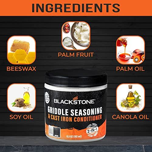 SATISFYING CUSTOMERS Blackstone 2-IN-1 Griddle & Cast Iron Seasoning Conditioner 6.5 OZ Effective Seasoning Rub Formula Food Safe Easy to Use Cleaner & Conditioner with Satisfying Customers Travel Tissue (2Pack)