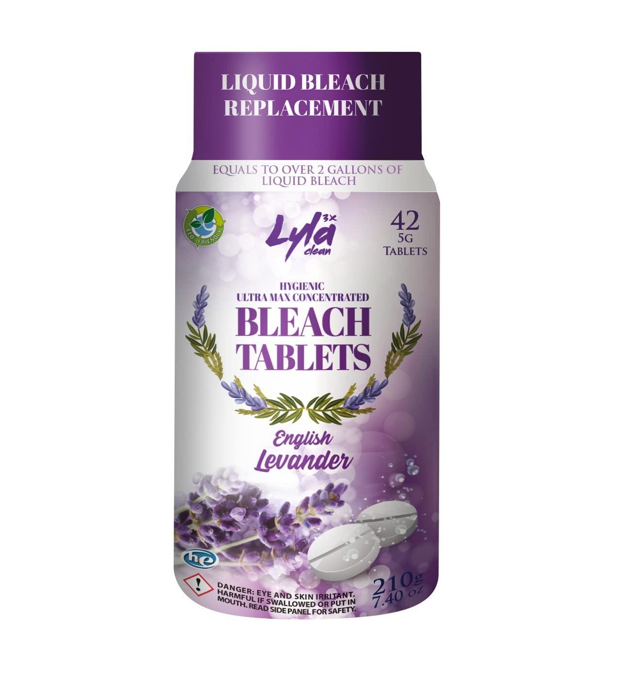 Lyla 3x clean Lyla 3X Clean Ultra Max Bleach Tablets for Laundry and Cleaning. 42 Tablets 7.4 OZ Phosphate Free Replaces Liquid Bleach (Levander)