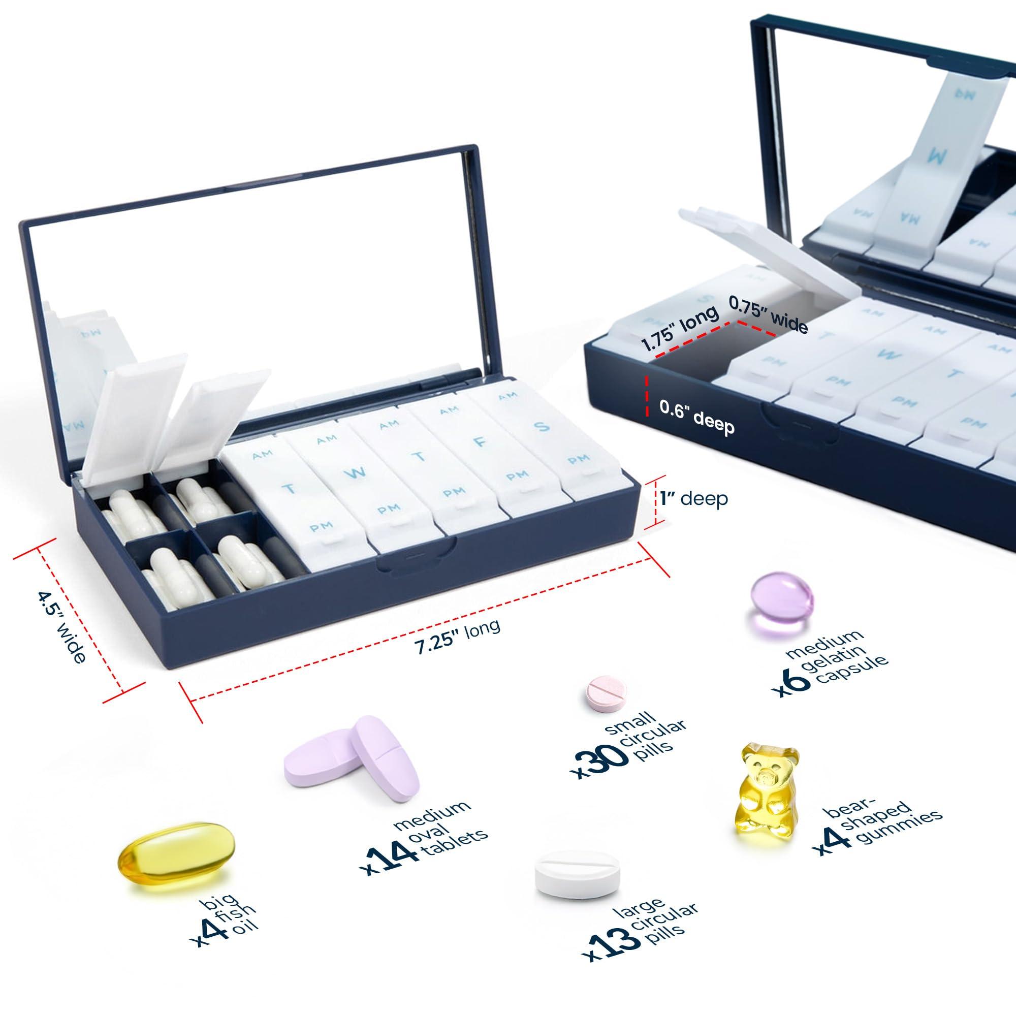 PORT X POLISH PORT X POLISH Designer Weekly Pill Box Organizer (Single 1X Daily, Lilac) | Compact, Stylish 7-Day Vitamin Supplement Case | Cute Portable Mini Travel Medicine Carrier | BPA-Free Pillbox Caddy