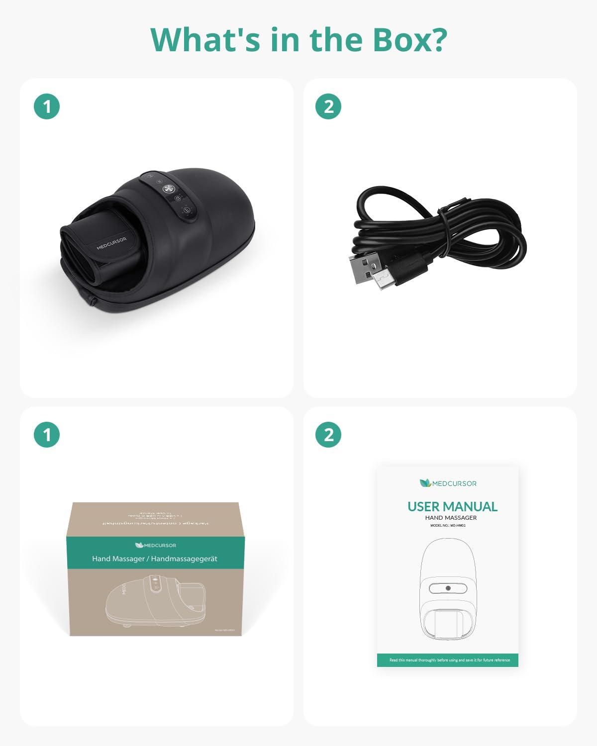 Medcursor Medcursor Hand Massager, FSA or HSA Eligible, Hand Massager with Heat and Compression for Carpal Tunnel and Stiff Joints, Pain Relief from Wrist to Palm and Finger, Gifts for Women Men (Cordless)