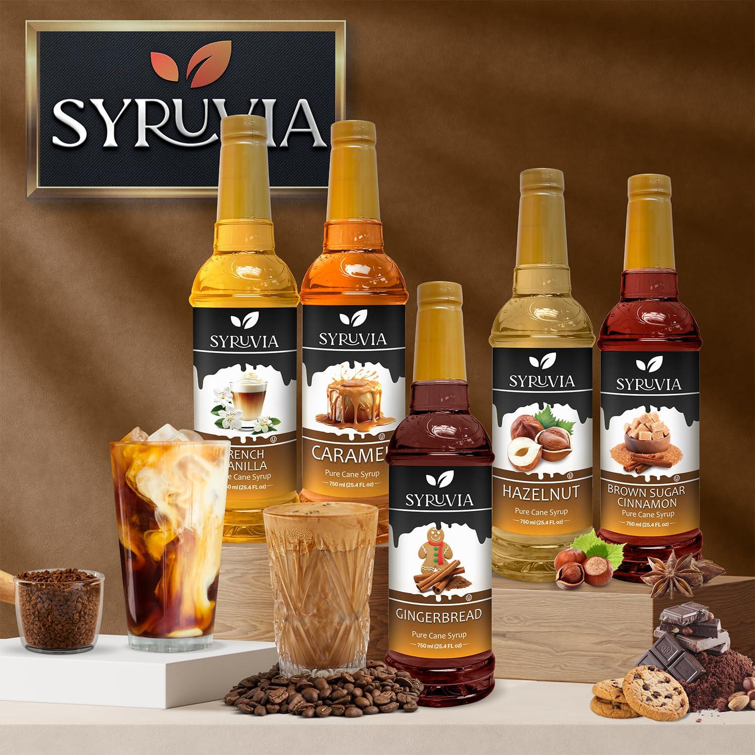 SYRUVIA Vanilla Syrup for Coffee By Syruvia 25.4 fl oz Barista Style Coffee Syrup Vanilla Flavor