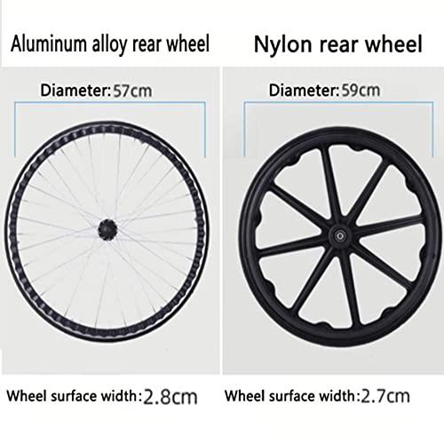 DIBAKO DIBAKO 24Inch 1 Pair Wheelchair Rear Wheel 24 1 3/8 Wheelchair Wheel Replacement, Solid Polyurethane Tires, Replacement Wheels for Wheelchairs, with Bearings and Handrim (Size : A)