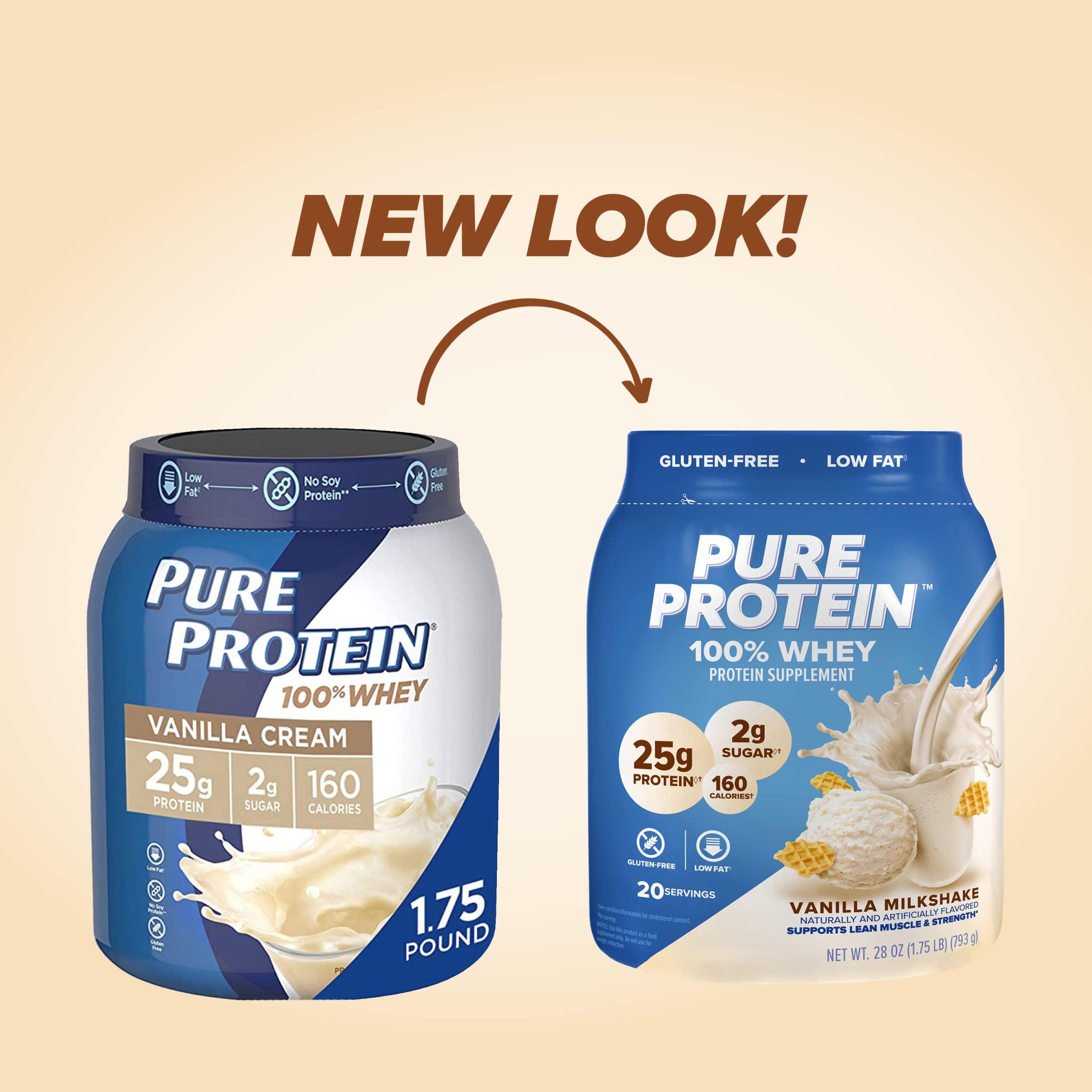 Pure Protein Pure Protein Powder, Whey, High Protein, Low Sugar, Gluten Free, Vanilla Cream, 1.75 lbs & Carefree Panty Liners, Regular Liners, Wrapped, Unscented, 54ct (Packaging May Vary)