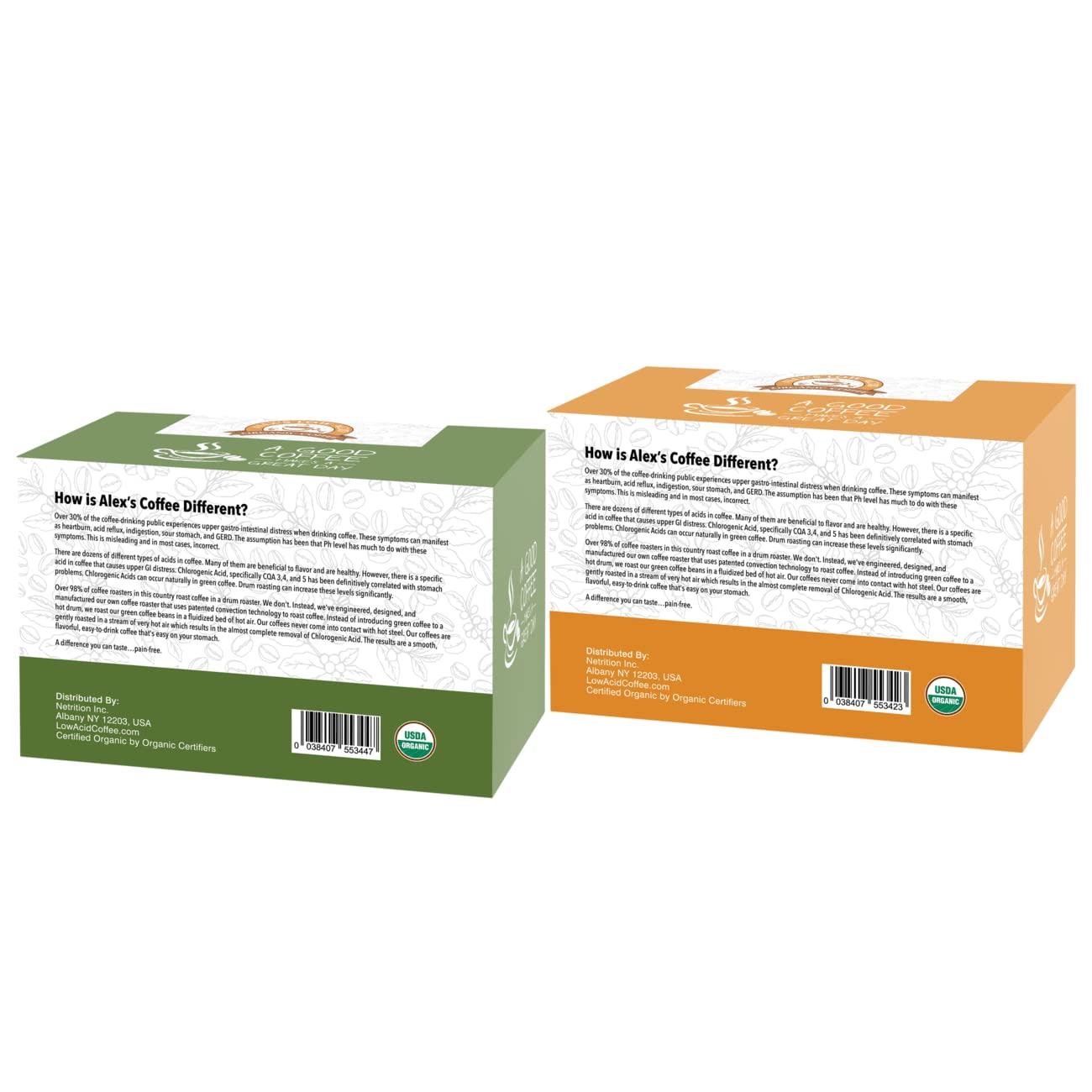 ALEX'S LOW ACID ORGANIC COFFEE Alex's Low Acid Organic Coffee Caffeine Fiend K-Cup Variety Pack