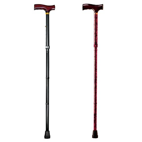 Carex Carex Folding Adjustable Handle Cane with Walnut Handle - Foldable Walking Cane for Women and Men - Adjustable Height (33" - 37"), Anti-Slip Rubber Tip