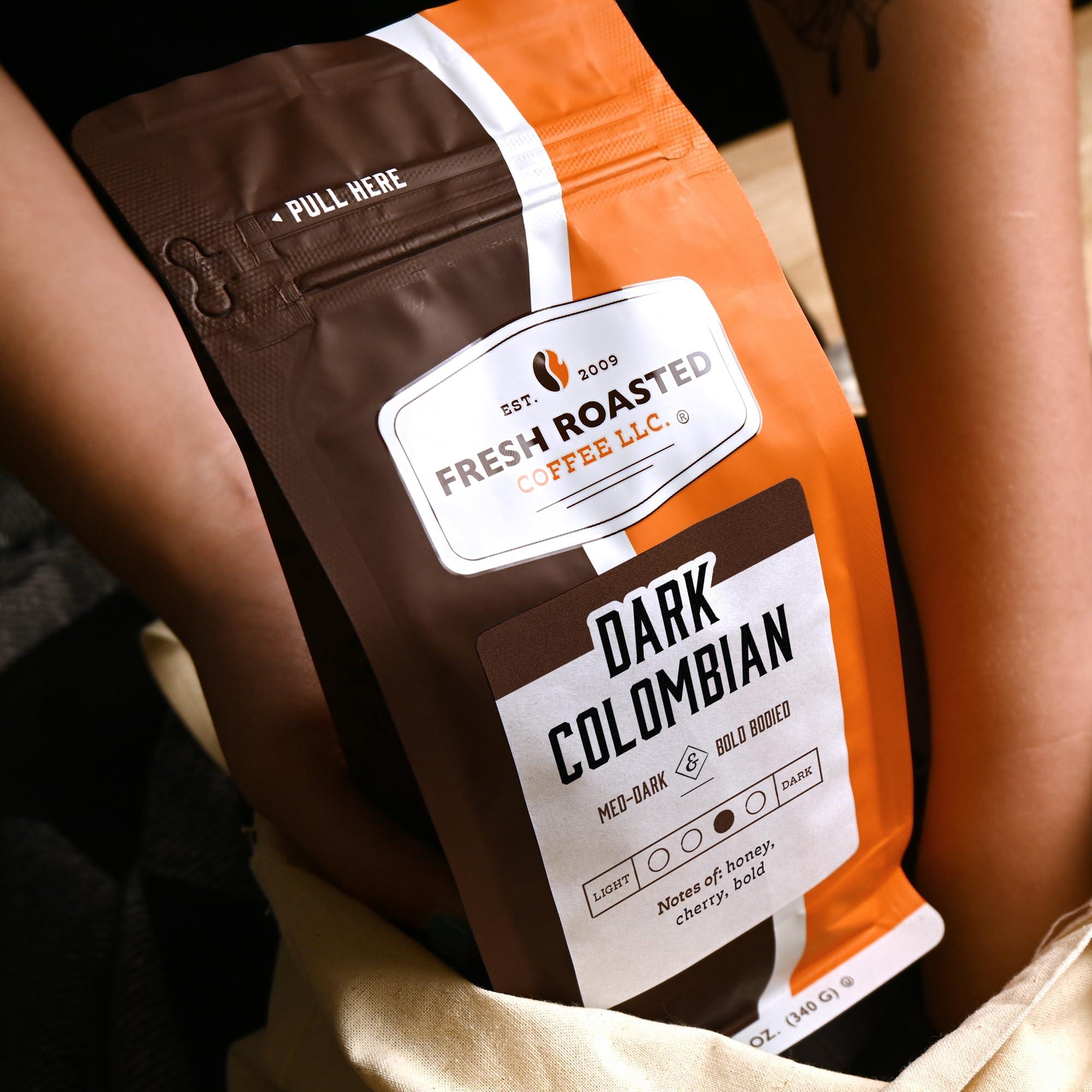 Fresh Roasted Coffee Fresh Roasted Coffee,100% Dark Colombian, 2 lb (32 oz), Med-Dark Roast, Kosher, Ground