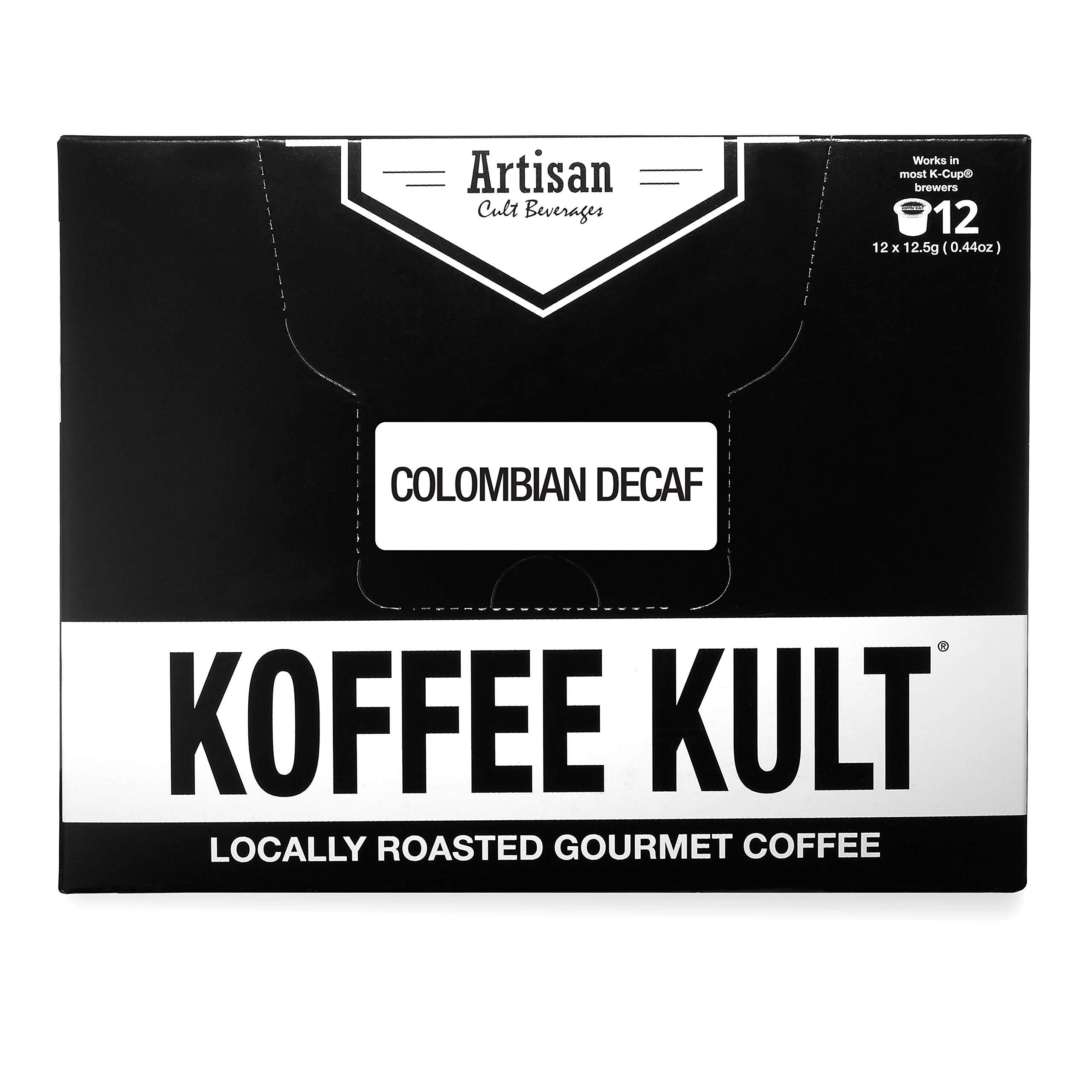 Koffee Kult Koffee Kult Premium Decaf Colombia Medium Roast Coffee Single Serve coffee cups in pods kcup coffee brewers- 12 count