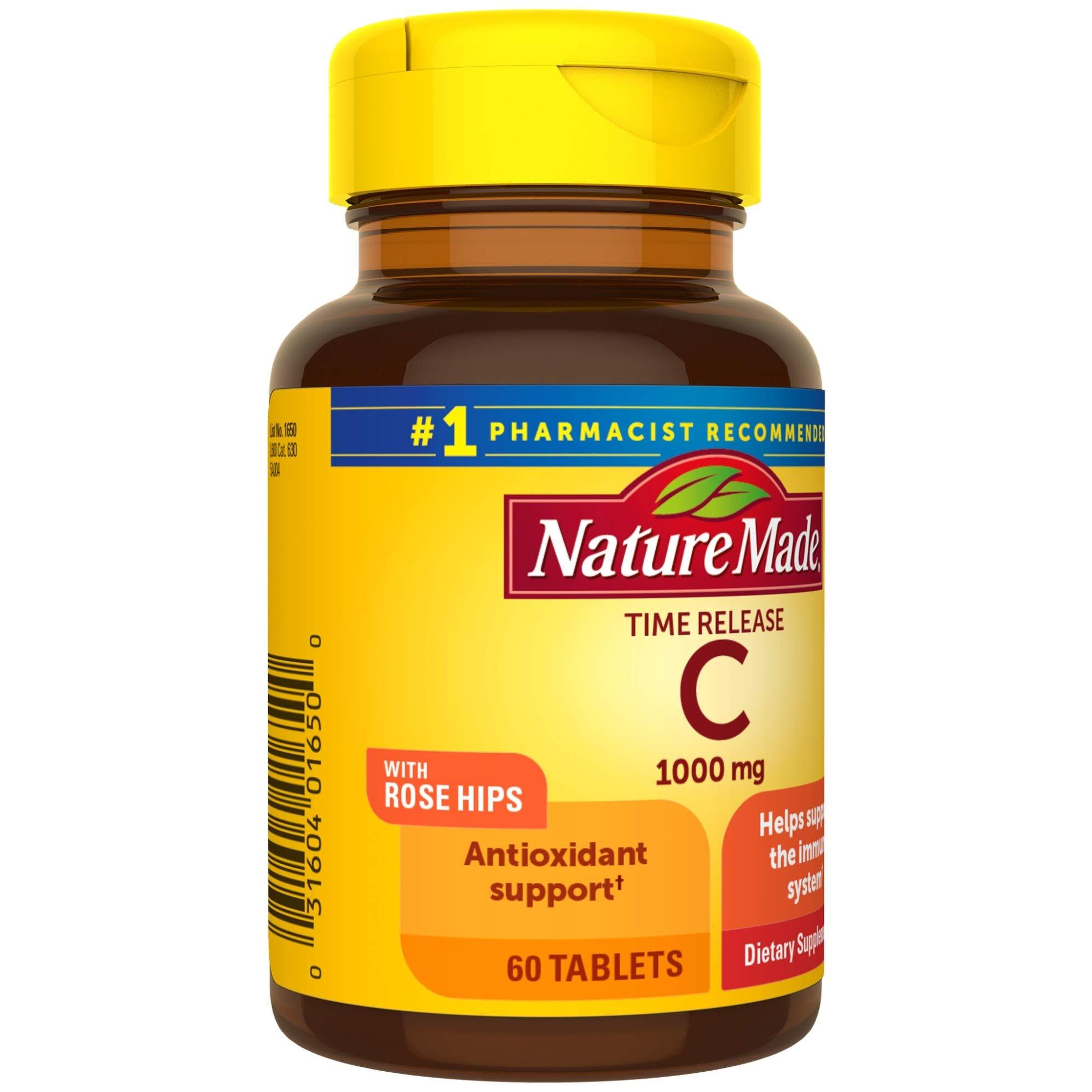 Nature Made Nature Made Vitamin C 1000 mg Time Release Tablets with Rose Hips, 60 Count to Help Support the Immune System