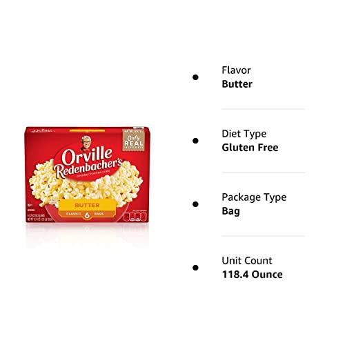 Orville Redenbacher's Orville Redenbachers Butter Flavored Microwave Popcorn, Gluten Free, 6 Count Popcorn Bags (6 Boxes)