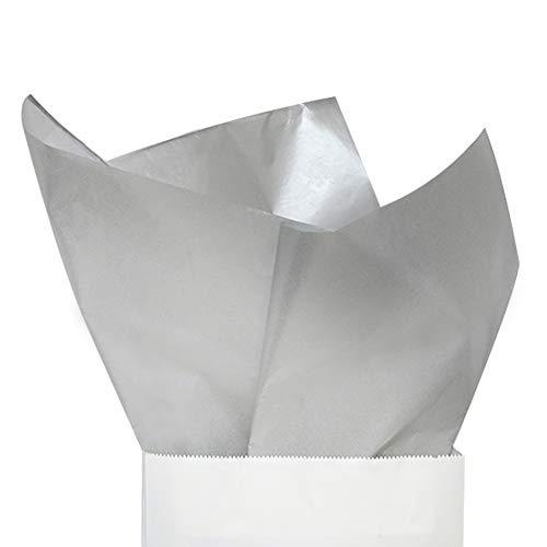 UNIQOOO UNIQOOO 100 Sheets Metallic Silver Foil Gift Tissue Paper Bulk, 20X14 Inch, Art Wrapping Paper for Gift Bag Box Packing, Wedding Birthday Party Favor, Pom Pom Piñata Tassel