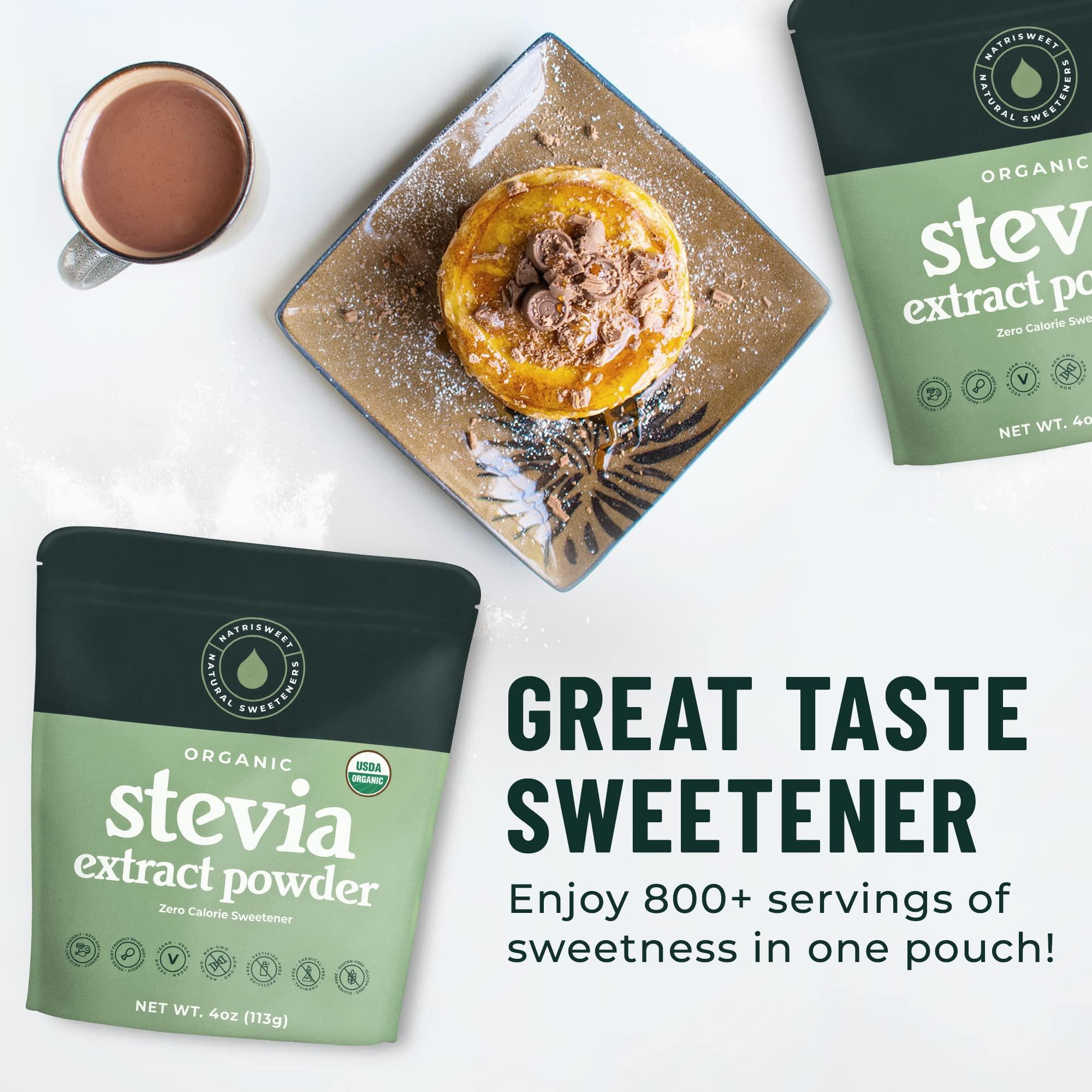 NatriSweet NatriSweet Stevia Powder, 4 oz, Pure Stevia Sweetener with No Additives, No Fillers, Zero Carbs, Zero Calorie, Organic Stevia Powder For Sugar Substitute, 300 Times Sweeter Than Sugar, 800+ Servings