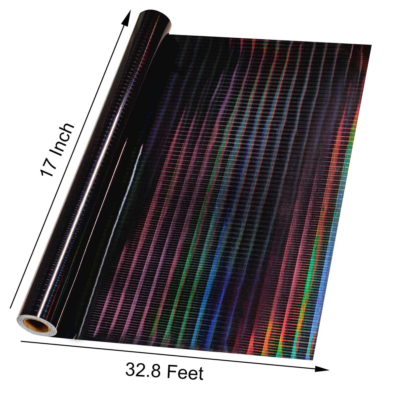 Burymento Burymento Black Wrapping Paper Roll, Metallic Holographic Stripe Gift Wrap for Birthday, Valentines, Mothers day, Graduation, Wedding, Fathers day, Baby Shower, Christmas (17 IN x 32.8 FT)