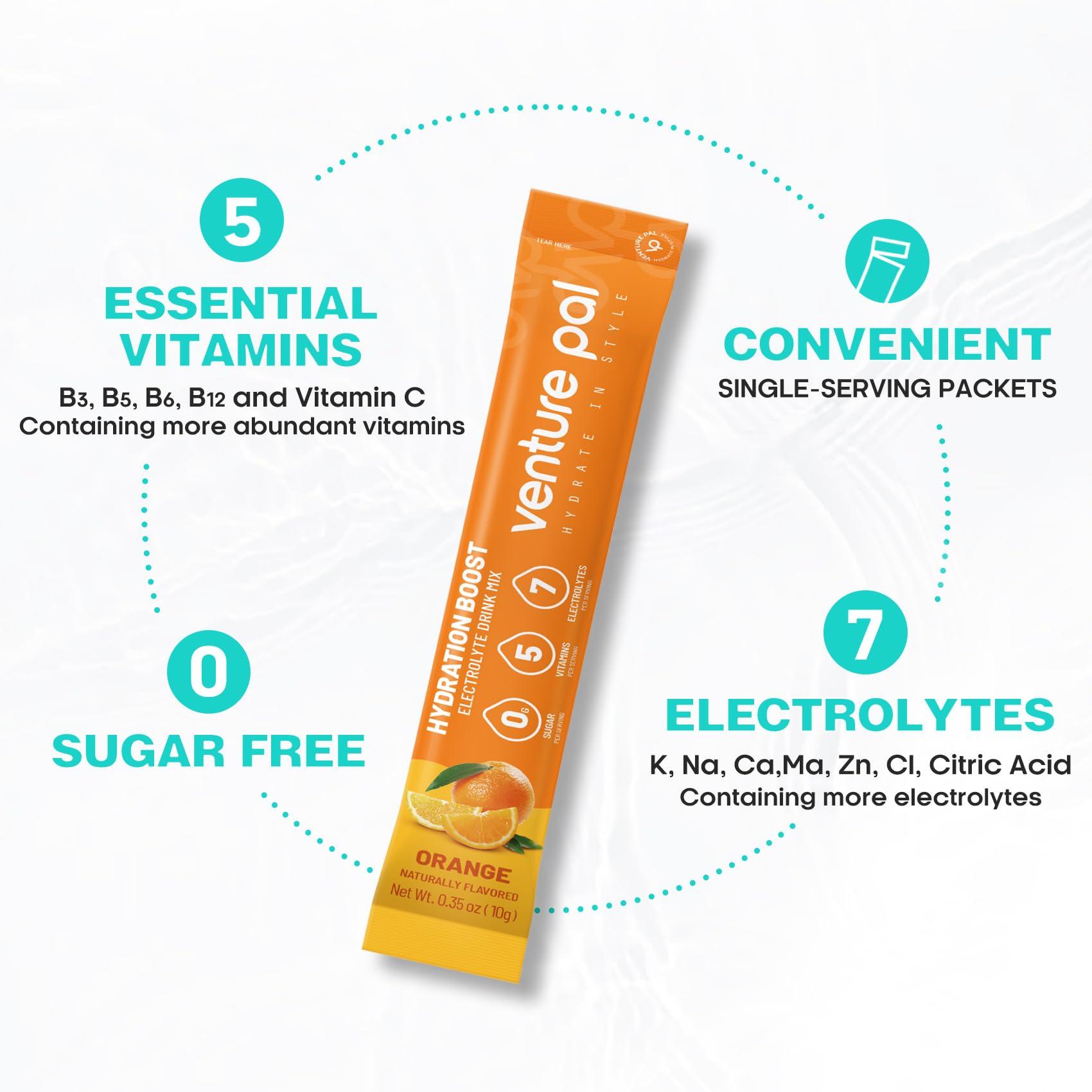 Venture Pal Venture Pal Sugar Free Electrolyte Powder Packets & Chewable Fast-Melt Electrolyte Tablets, Sport Electrolyte for Running Hiking Cycling Sports Nutrition