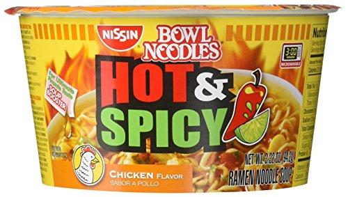 Nissin Foods Hot & Spicy Bowl Noodle Nissin Noodle Bowl, Hot and Spicy Chicken, 3.32 Ounce (Pack of 6)