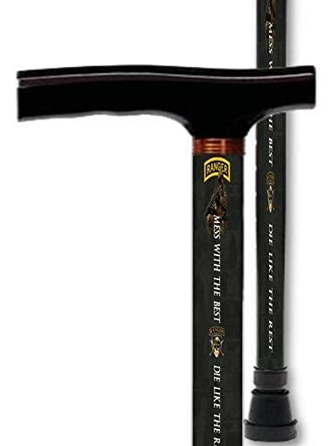 BFunky Mobility Walking Cane T Handle Derby Adjustable Aluminum US Military Army Rangers Veteran Men or Women