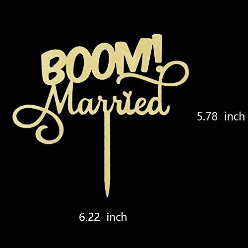 LXR BOOM! Married Wedding Cake Topper, Wooden Funny Cake Topper, Quirky Nerdy Cake Topper, Wooden Married Cake Topper
