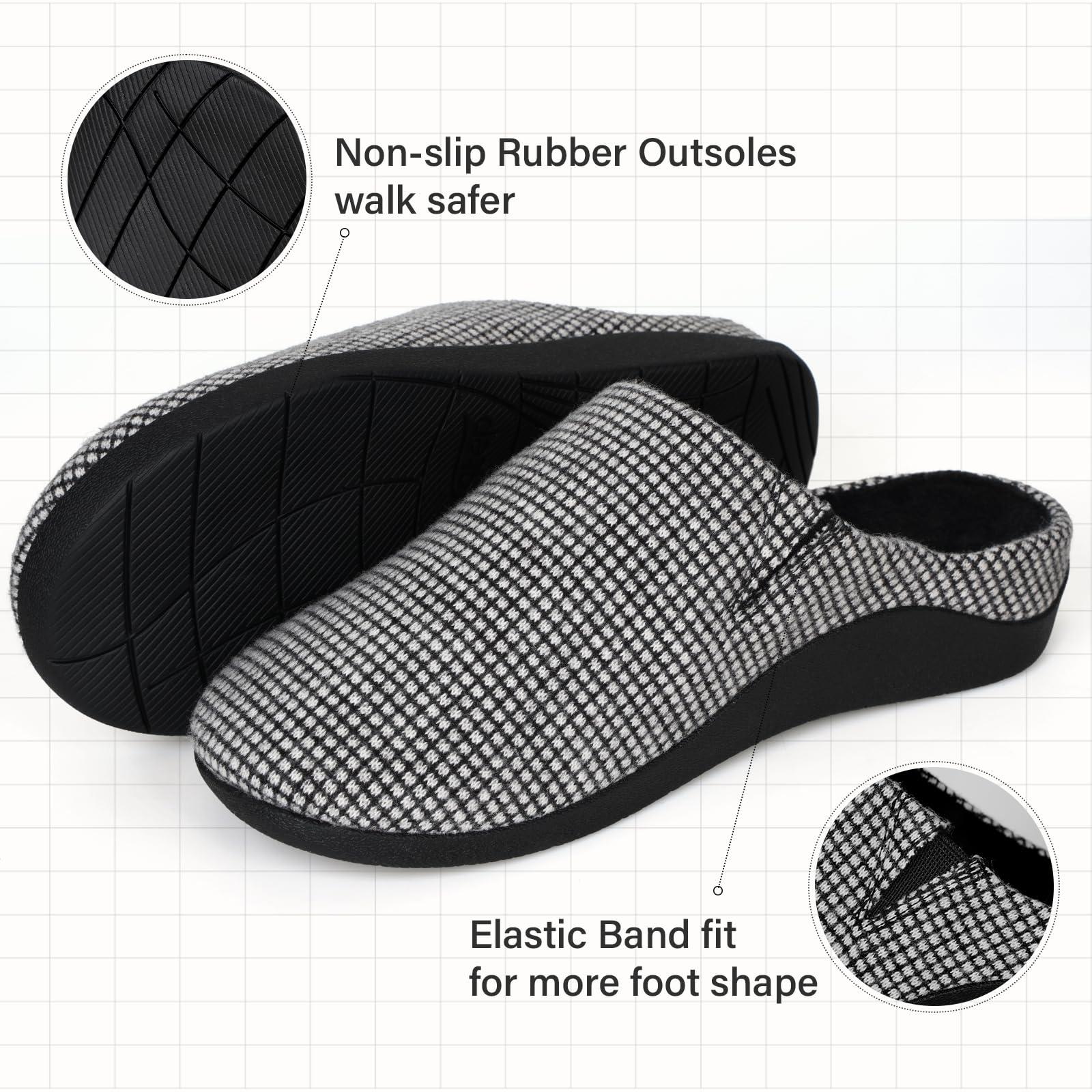 V.Step V.Step Orthopedic Slippers for Women Men, House Slippers with Arch Support Orthotic Slippers for Plantar Fasciitis Pain Relief Indoor Outdoor Black W7/M6