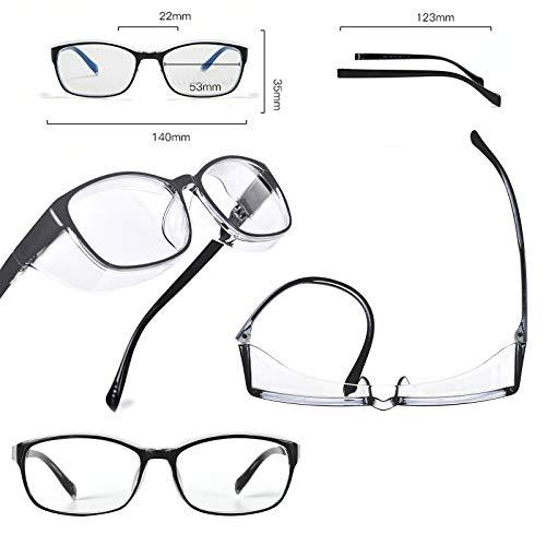 willochra Safety Glasses with Readers 0~+400 for women Men Safety Blue Light Reading Glasses Goggles Eye Protection clear lens (black, 4.0)
