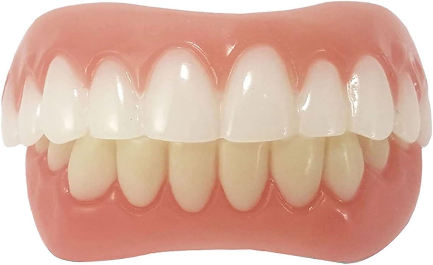 HYZX Upper and Lower Veneer, Dentures for Women and Men, Fake Teeth, Natural Shade! Fix Your Smile at Home Within Minutes!