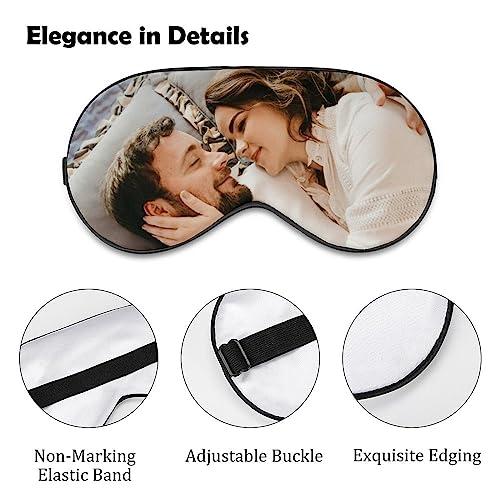 AMAPARK AMAPARK Custom Sleep Mask Add Your Own Design Personalized Photo Text Logo Soft Sleeping Masks for Men Women Wedding Anniversary Customized Gift, Blue Violet