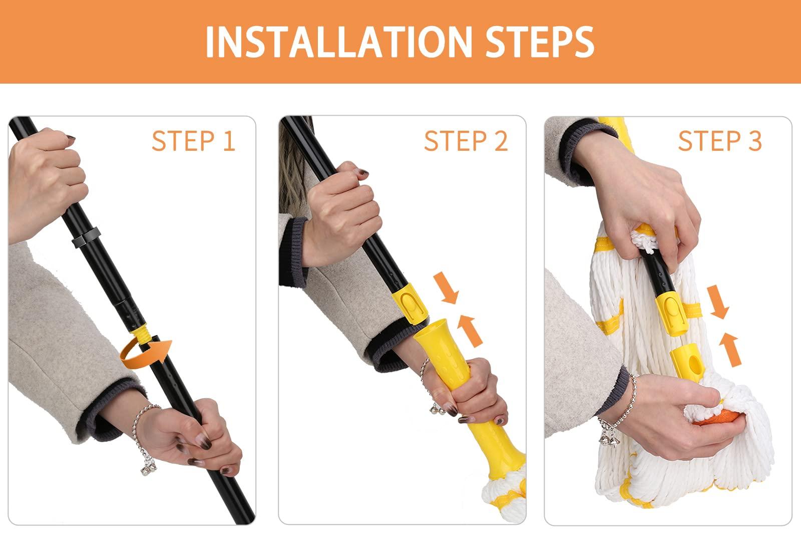 KeFanta Self-Wringing Twist Mop for Floor Cleaning, Long Handled Microfiber Floor Mop with Top Scouring Pad for Kitchen, Hardwood, Restaurant, Bathroom, Garages, Warehouses, Office, 57-inch