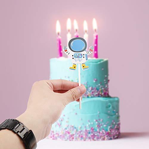 CCINEE CCINEE 24 Pieces Astronaut Cupcake Toppers Space Party Decoration Cupcake Toppers Rocket Themed Spaceship Outer Space Dog Cupcake Toppers Party Aliens Cake Decorative Favor Supplies