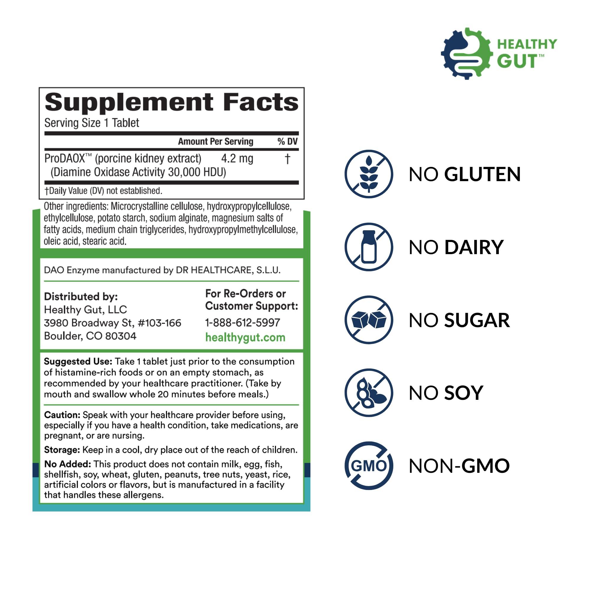 Healthy Gut, LLC Healthy Gut HistaHarmony | Delayed Release DAO Diamine Oxidase Histamine Support Enzyme | 30,000 HDU | 60 Servings