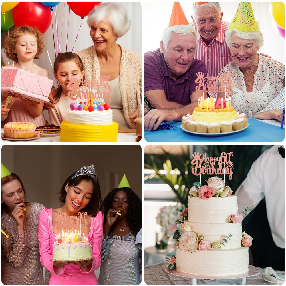 Cytokio 18th Birthday Cake Topper, Glitter Rose Gold 18 Cake Topper, Happy Birthday Cake Topper, Birthday Cake Toppers, Number 18 Eighteen Years Old Birthday Cake Topper for Eighteenth Birthday Cake Decor