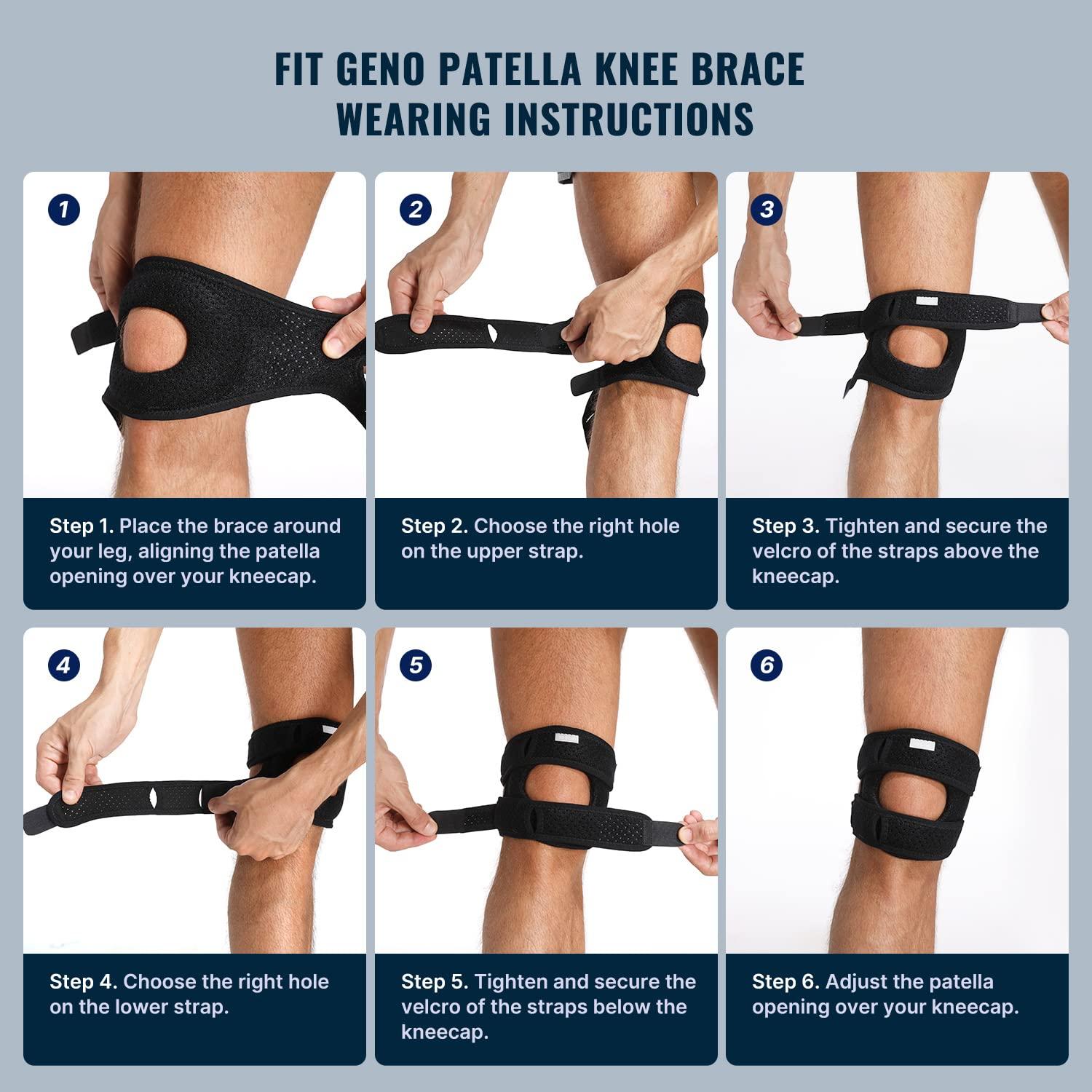 Fit Geno Fit Geno 1-Pack Patella Knee Brace for Knee Pain, Knee Compression Sleeve Knee Brace for Arthritis Pain and Support, Essential Workout Knee Guard Knee Pads for Women and Men,Small/Medium(Upper Knee:12-22 Inch)