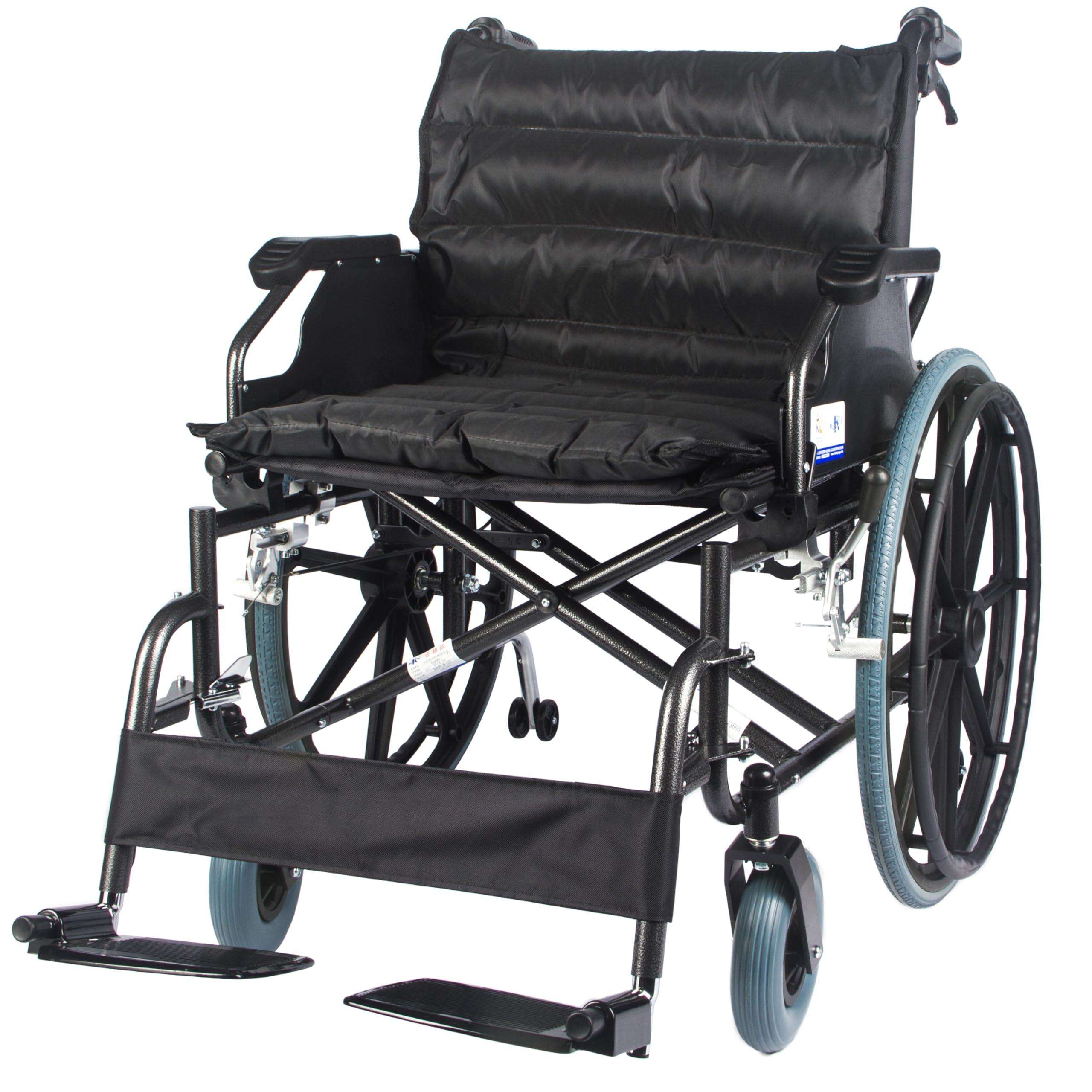 kaiyang 22 in Extra Wide Wheelchairs for Adults 400 lbs Bariatric Wheelchair with 22 inch Portable Wheelchair Cushions & Bag, Foldable Light Weight Wheel Chair for Adults Silla de Ruedas para Adultos