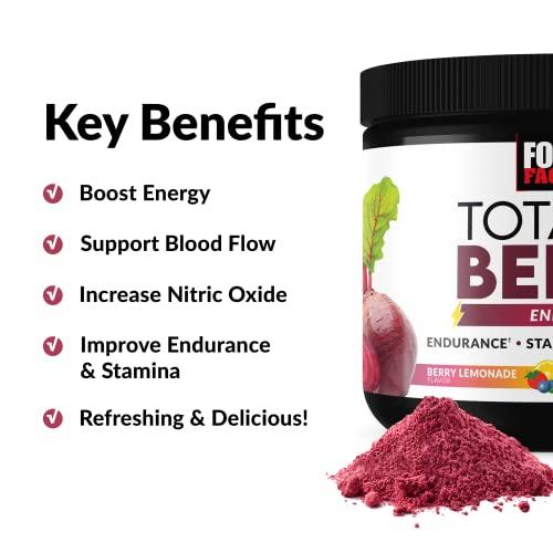 Force Factor FORCE FACTOR Total Beets Energy Drink Mix 2-Pack, Superfood Beet Root Powder, Nitrates to Boost Energy, Support Circulation, Blood Flow, Nitric Oxide and Stamina, Heart Health Supplement, 60 Servings