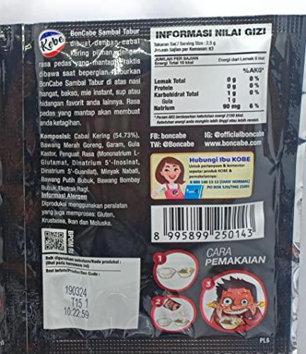 Bon Cabe Kobe Bon Cabe (Boncabe) Sambal Tabur - Sprinkle Chili Flakes Level 15 super Hot 24-ct, 108 Gram