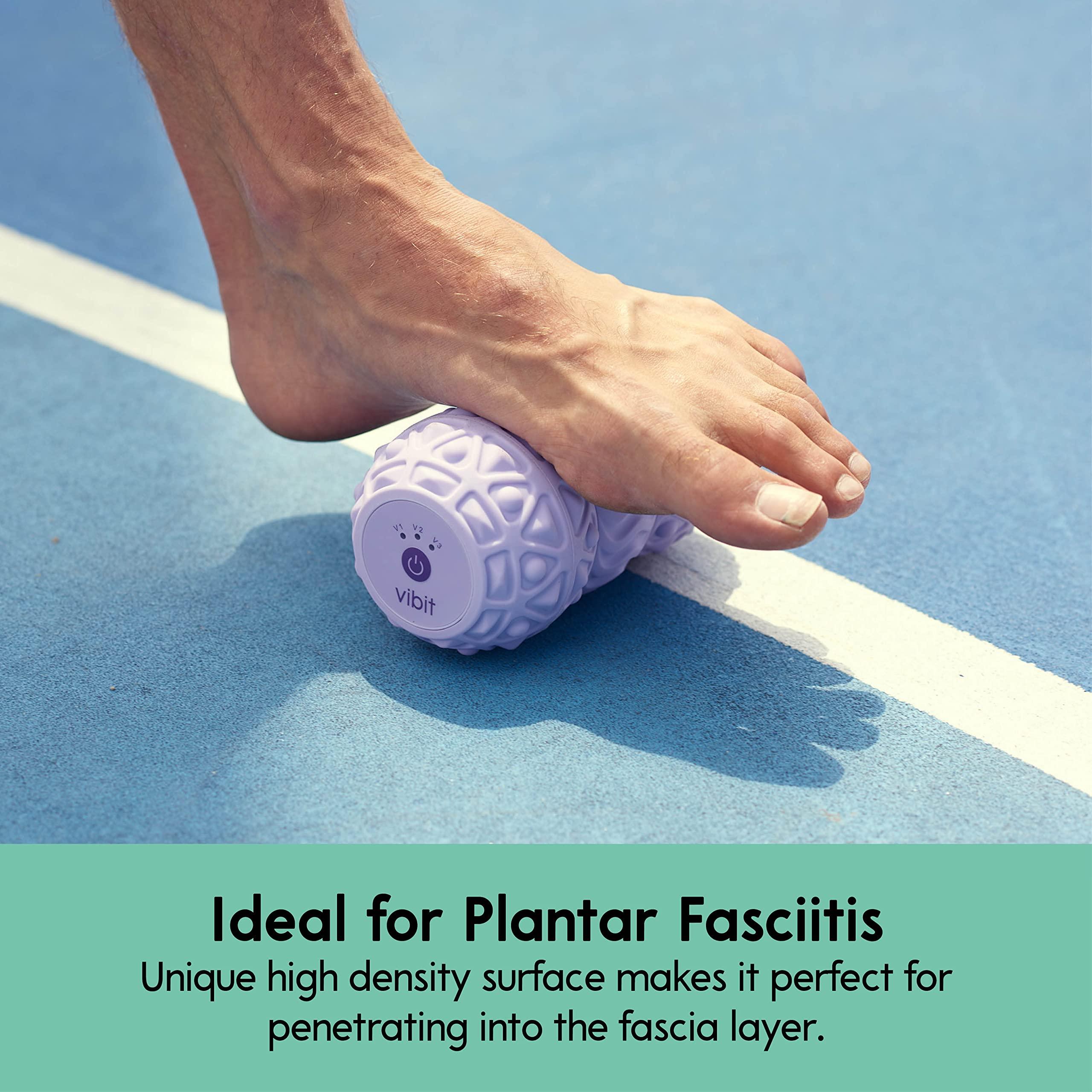 Vibit Vibit - Vibrating Massager for Plantar Fasciitis, Pain Relief and Sciatica, Foot and Body Portable Massage Roller, Deep Tissue Pain Relief from Feet to Neck, Electric, 3 Vibration Levels (Pink)