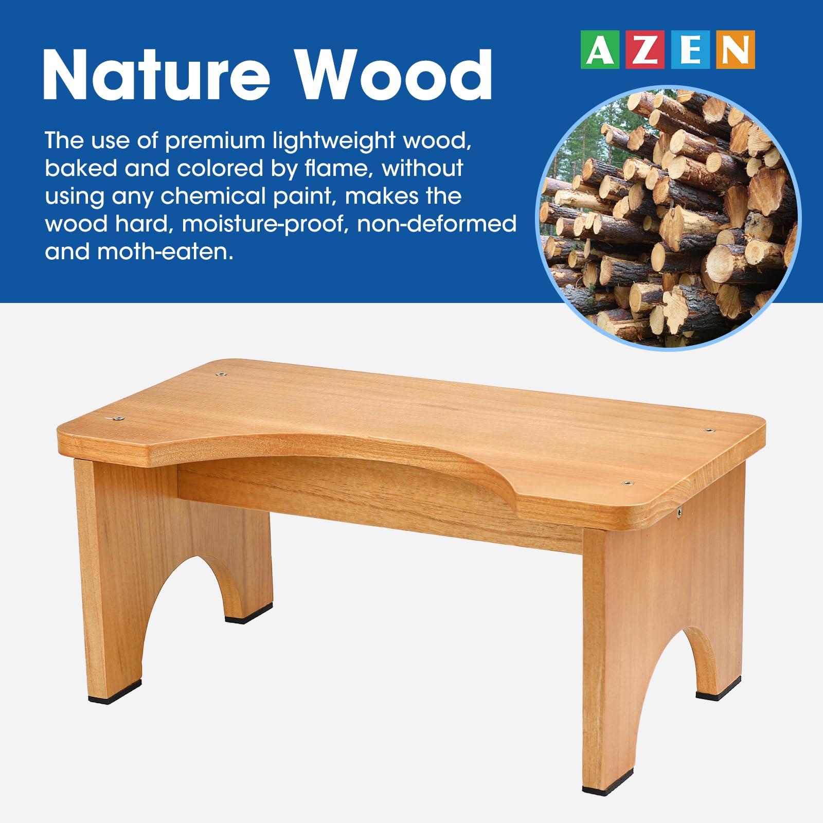 AZEN AZEN Toilet Stool Squat Adult, Wood Poop Stool for Bathroom Adults, Portable Toilet Potty Stool for Adults, 7 Inch Height