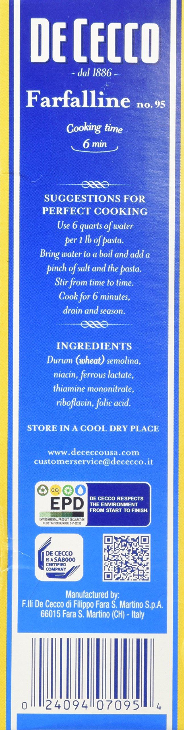 De Cecco De Cecco Semolina Pasta, Farfalline No.95, 1 LB (Pack of 4)