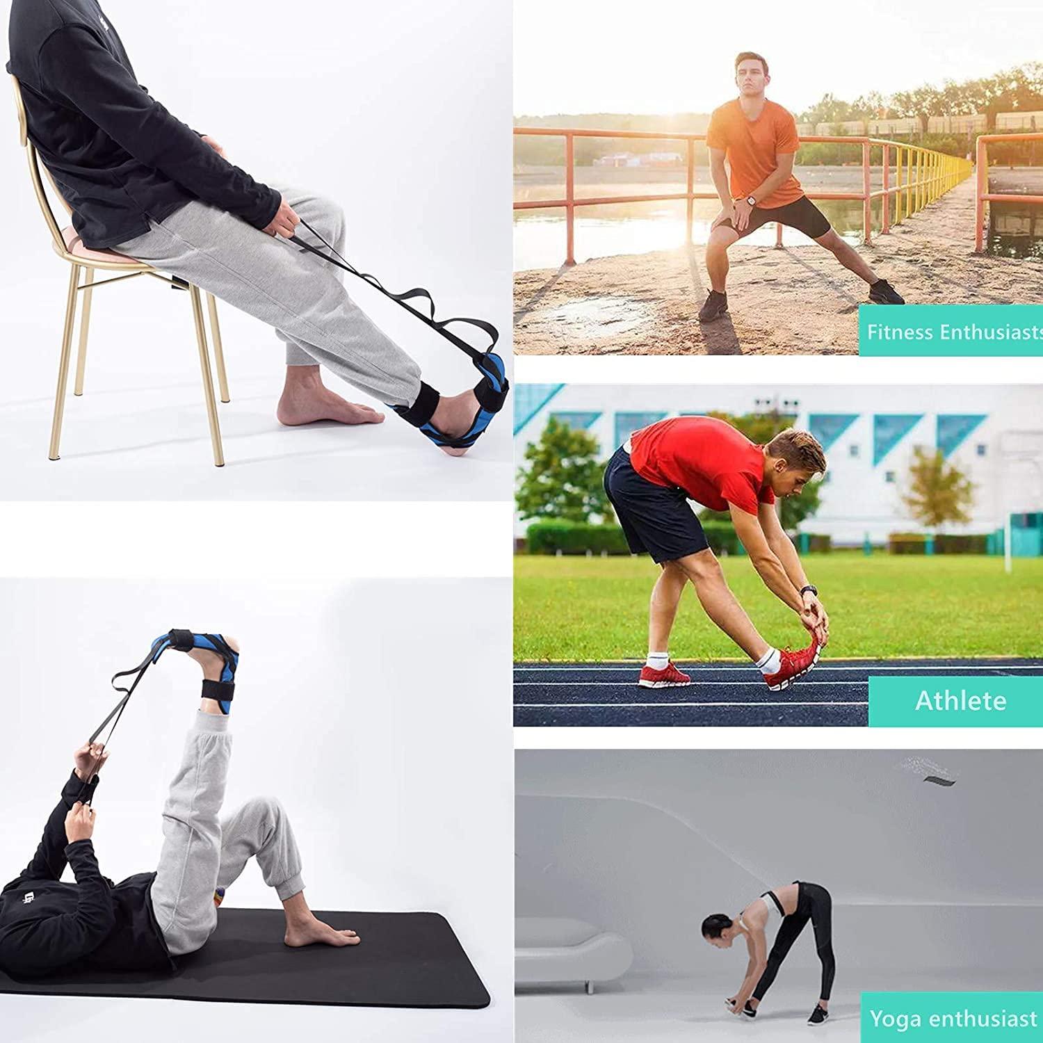 Xemz Foot and Calf Stretcher for Plantar Fasciitis, Achilles Tendonitis, Heel Spurs and Foot Drop, Improve Muscle Strength Relief Foot Pain Leg Stretcher Yoga Stretching Strap for Thigh Calf and Hamstring