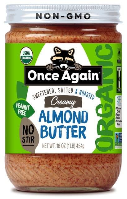 Once Again Once Again Organic Creamy Almond Butter, 16oz - No Stir - Roasted - Salted, Sweetened - USDA Organic, Gluten Free Certified, Peanut Free, Vegan, Kosher, Paleo - Glass Jar (copy)