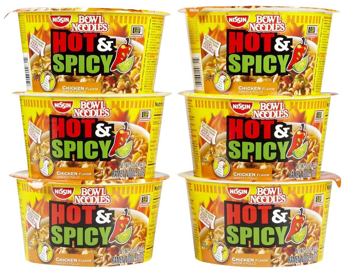 Nissin Nissin Bowl Noodle Hot and Spicy Chicken - 3.32 oz - 6 Pack