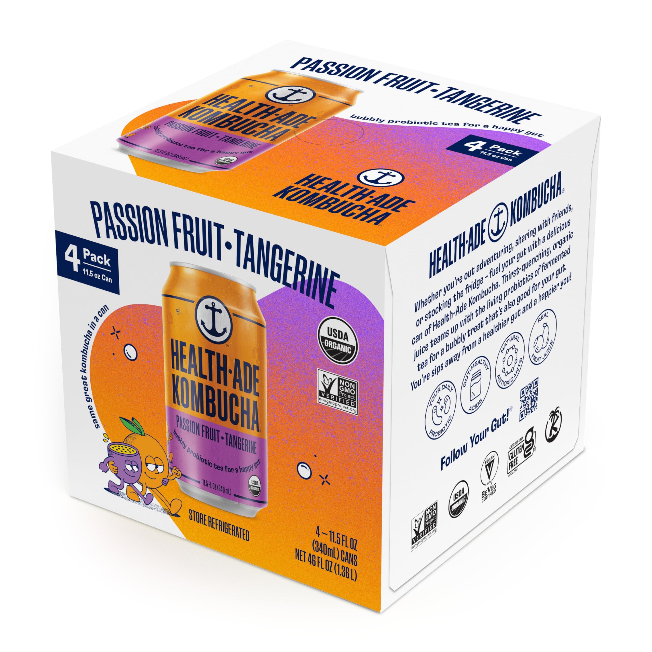 Health-Ade Health-Ade Organic Passion Fruit Tangerine Kombucha Can 11.5OZ 4-Pack, 46OZ
