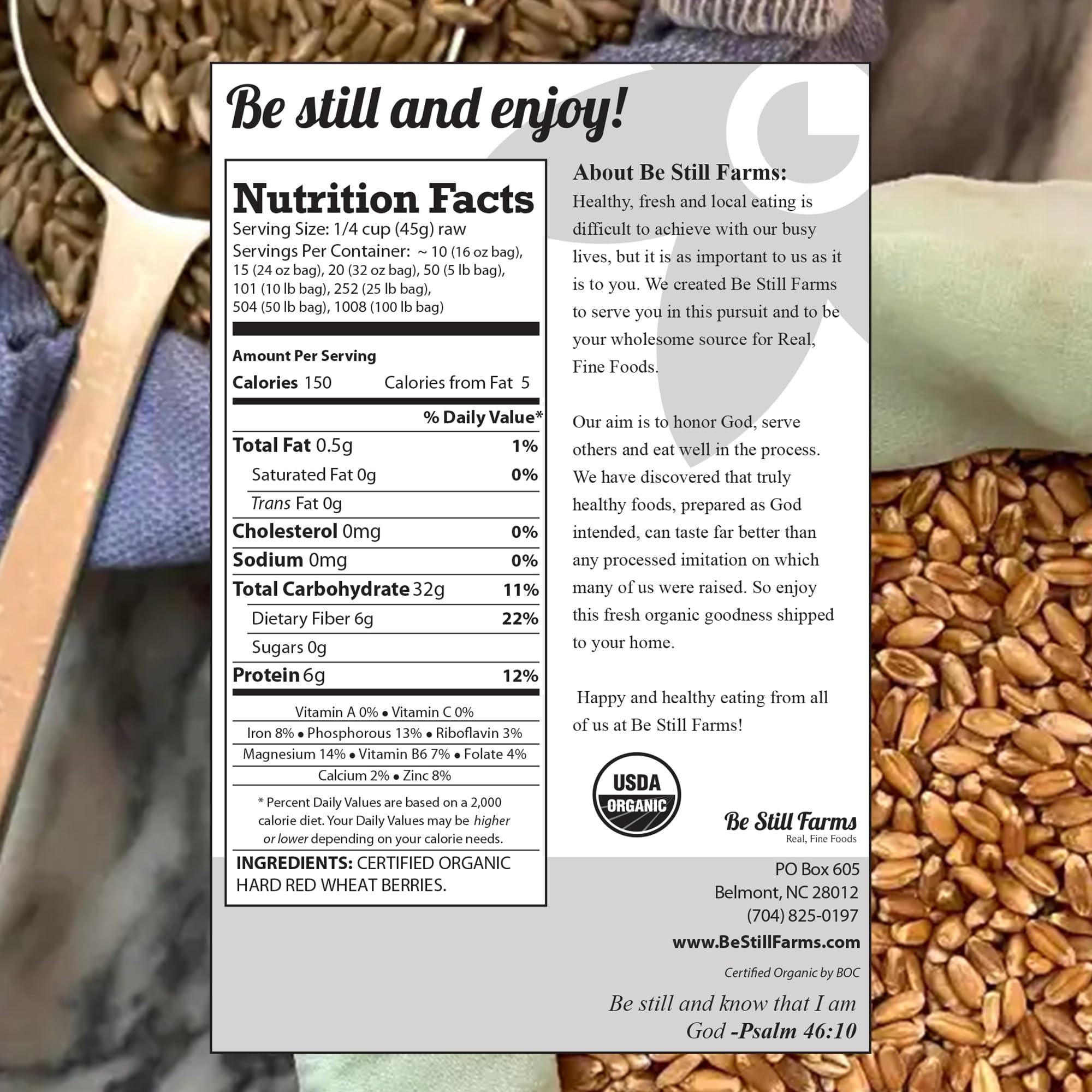 Be Still Farms Be Still Farms Organic Hard Red Wheat Berries (4.8lb) - Healthy Diet Whole Grains Bulk - Ideal for Soups, Salads, Flour, Bread - High in Fiber & Protein | USA Grown | USDA Certified | Vegan | Non-GMO