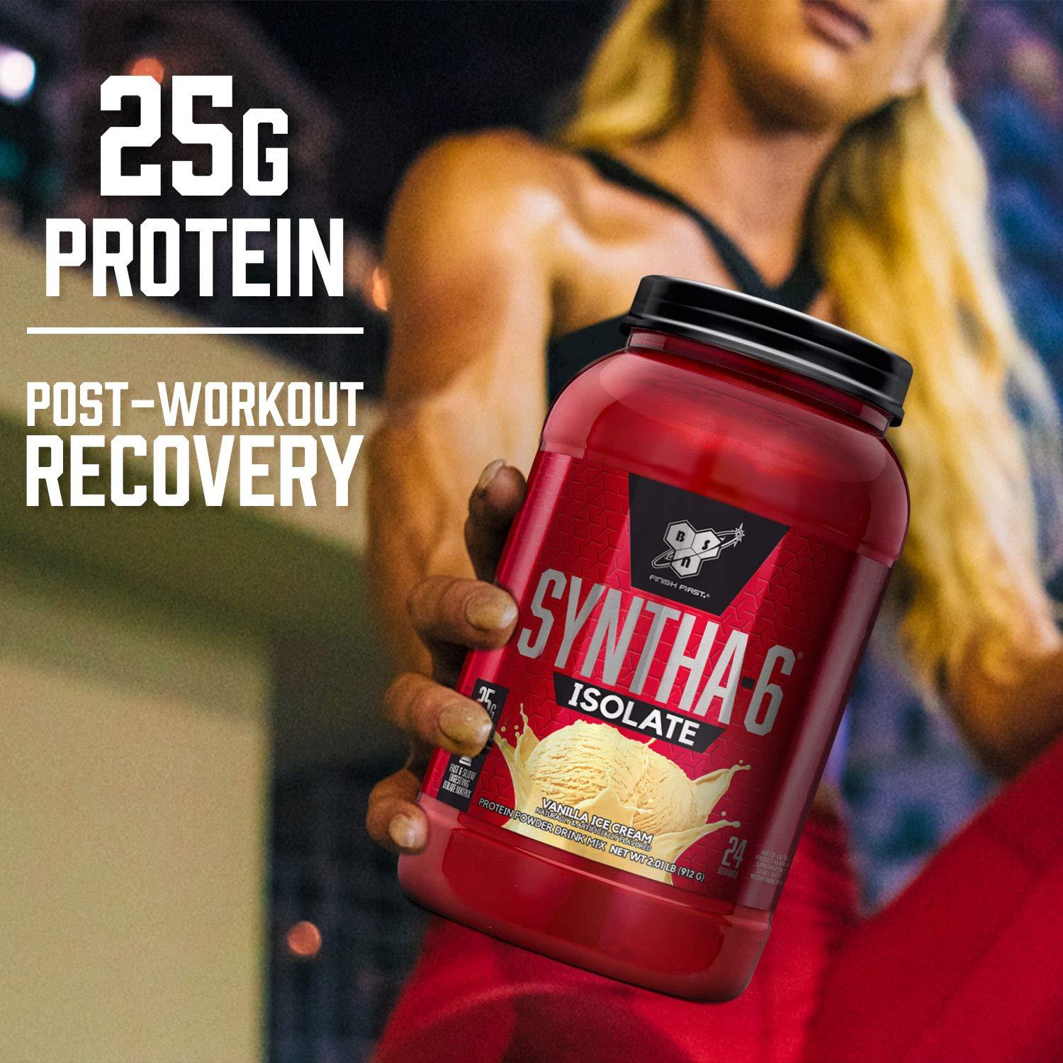 BSN BSN SYNTHA-6 Isolate Protein Powder, Strawberry Protein Powder with Whey Protein Isolate, Milk Protein Isolate, Flavor: Strawberry Milkshake, 24 Servings (Packaging May Vary)