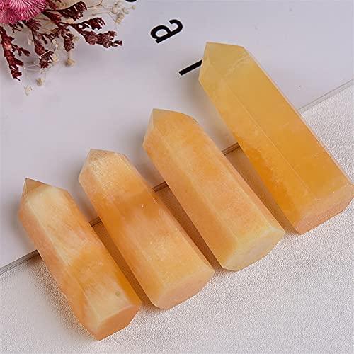DOUPE Natural Crystal Point Orange Yellow Jade Healing Obelisk Quartz Wand Ornament for Home Decor Reiki Energy Ore Mineral Craft Gift for Meditation (Color : Random delivery, Size : 71-80 mm)