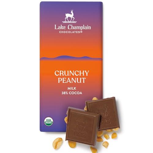 Lake Champlain Chocolates Lake Champlain Organic Crunchy Peanut Butter Milk Chocolate Candy Bar, 3 Ounces (12 Pack)