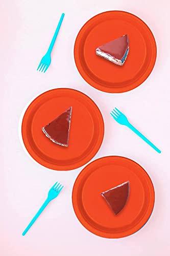 DecorRack DecorRack 30 Small Plastic Plates, Heavy Duty 7 inch Colored Plastic Dinner Plates, Disposable Party Ware for Kids Birthday, Cake Dessert Plates, Holiday Tableware, Orange (Pack of 30)