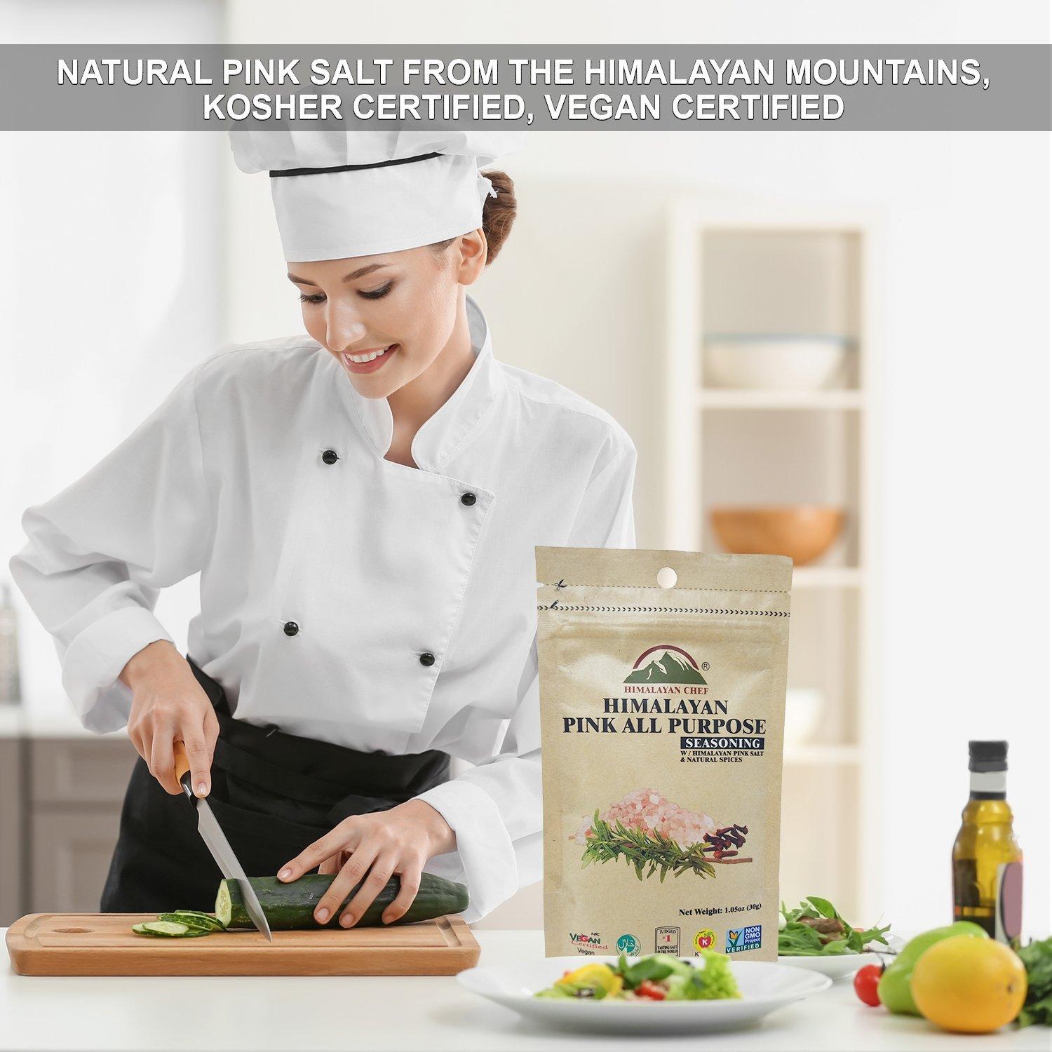 Himalayan Chef Himalayan Chef Pink Salt & All Purpose Seasoning Pouch, 1.06 Ounce, 100% Pure, Food Grade with 84 Trace Minerals | VEGAN Certified, Non-GMO (Pack of 12)